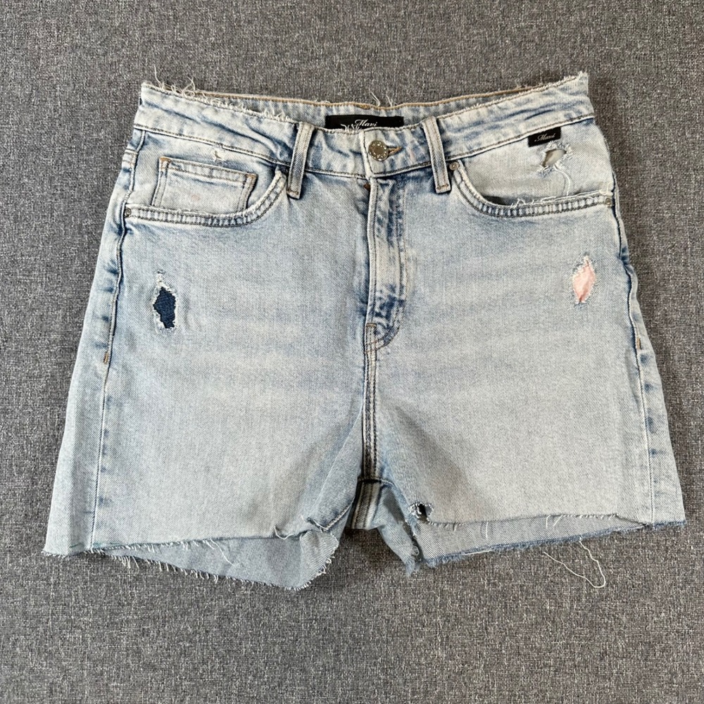Mavi Star High Rise Mom Jean Shorts Womens 28 Light Wash Distressed Cut Off Y2K